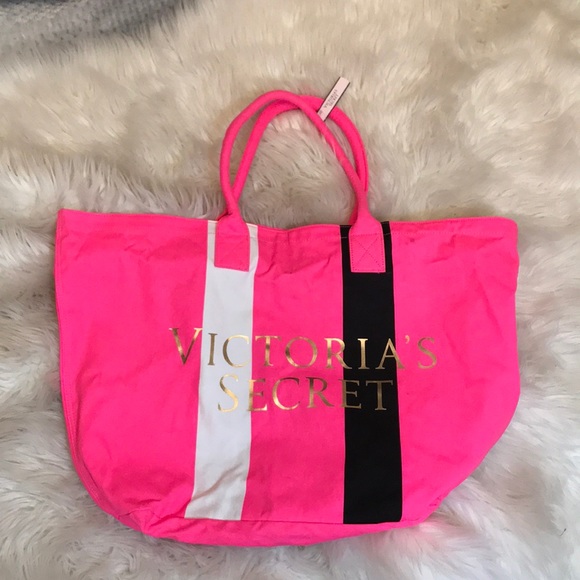VICTORIAS SECRET PINK BEACH BAG TRAVEL TOTE SHOPPER NWT
